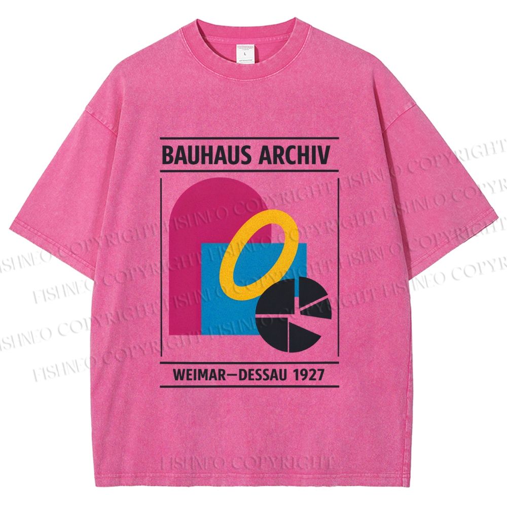 Unisex Bauhaus Design Printed Washed Tee