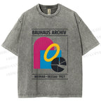 Unisex Bauhaus Design Printed Washed Tee