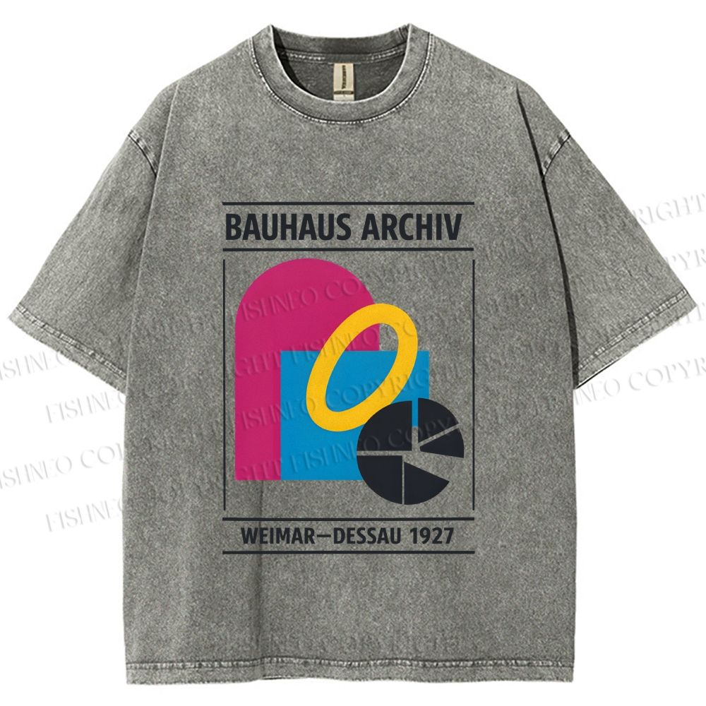 Unisex Bauhaus Design Printed Washed Tee