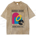 Unisex Bauhaus Design Printed Washed Tee