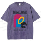 Unisex Bauhaus Design Printed Washed Tee