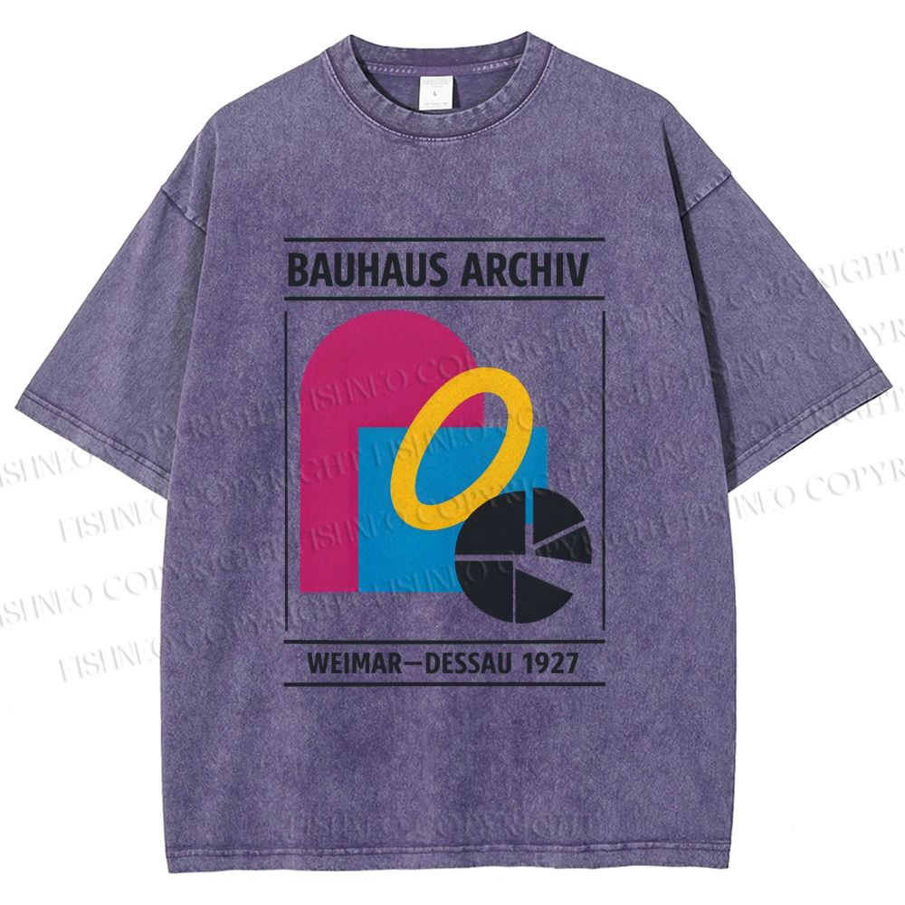Unisex Bauhaus Design Printed Washed Tee