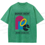 Unisex Bauhaus Design Printed Washed Tee