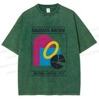 Unisex Bauhaus Design Printed Washed Tee