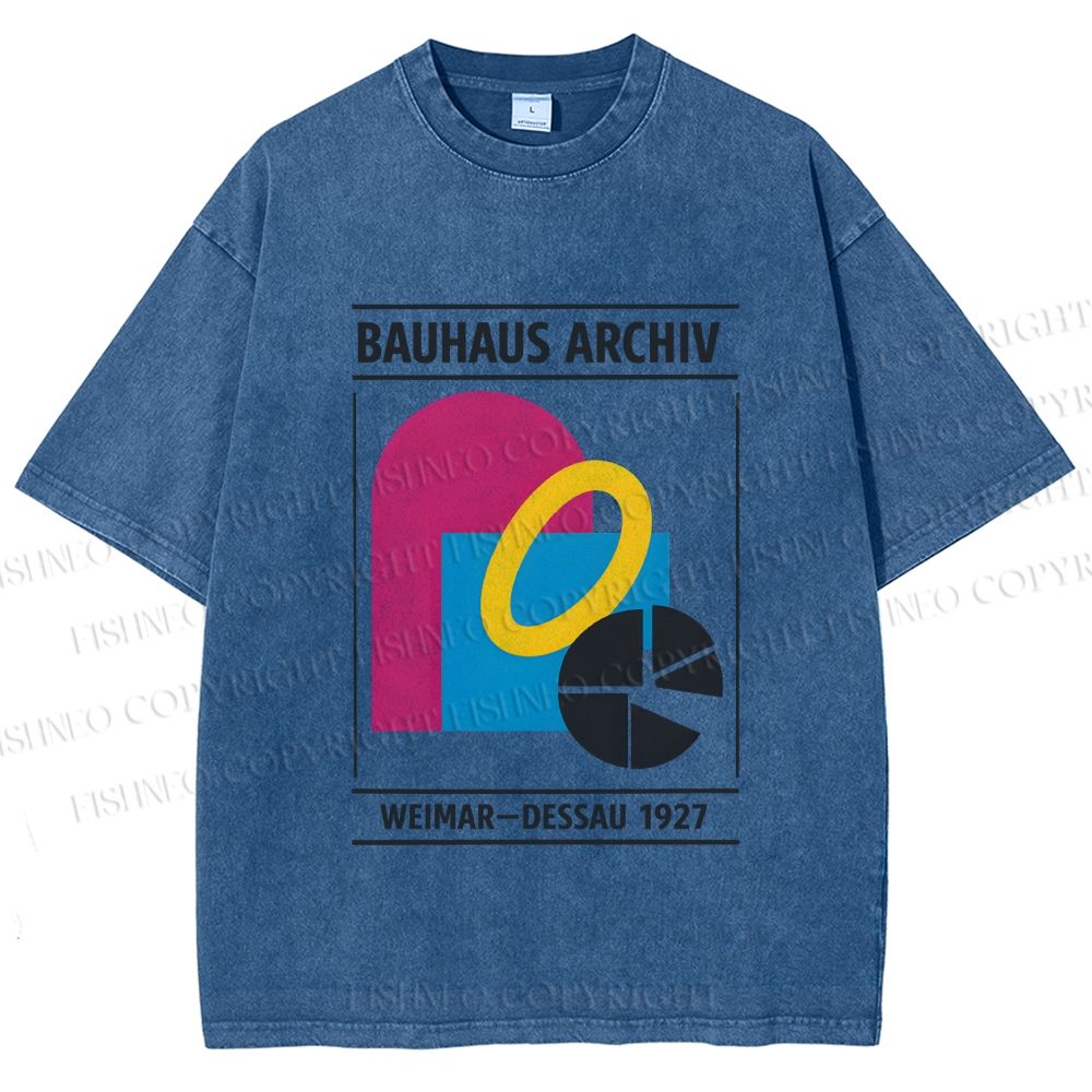 Unisex Bauhaus Design Printed Washed Tee