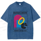Unisex Bauhaus Design Printed Washed Tee