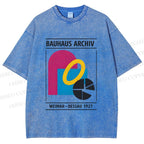 Unisex Bauhaus Design Printed Washed Tee