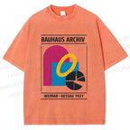 Unisex Bauhaus Design Printed Washed Tee