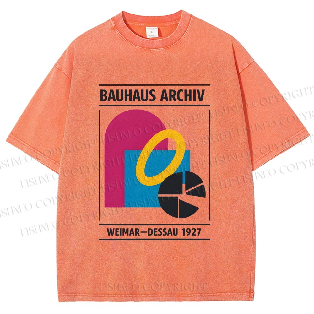 Unisex Bauhaus Design Printed Washed Tee