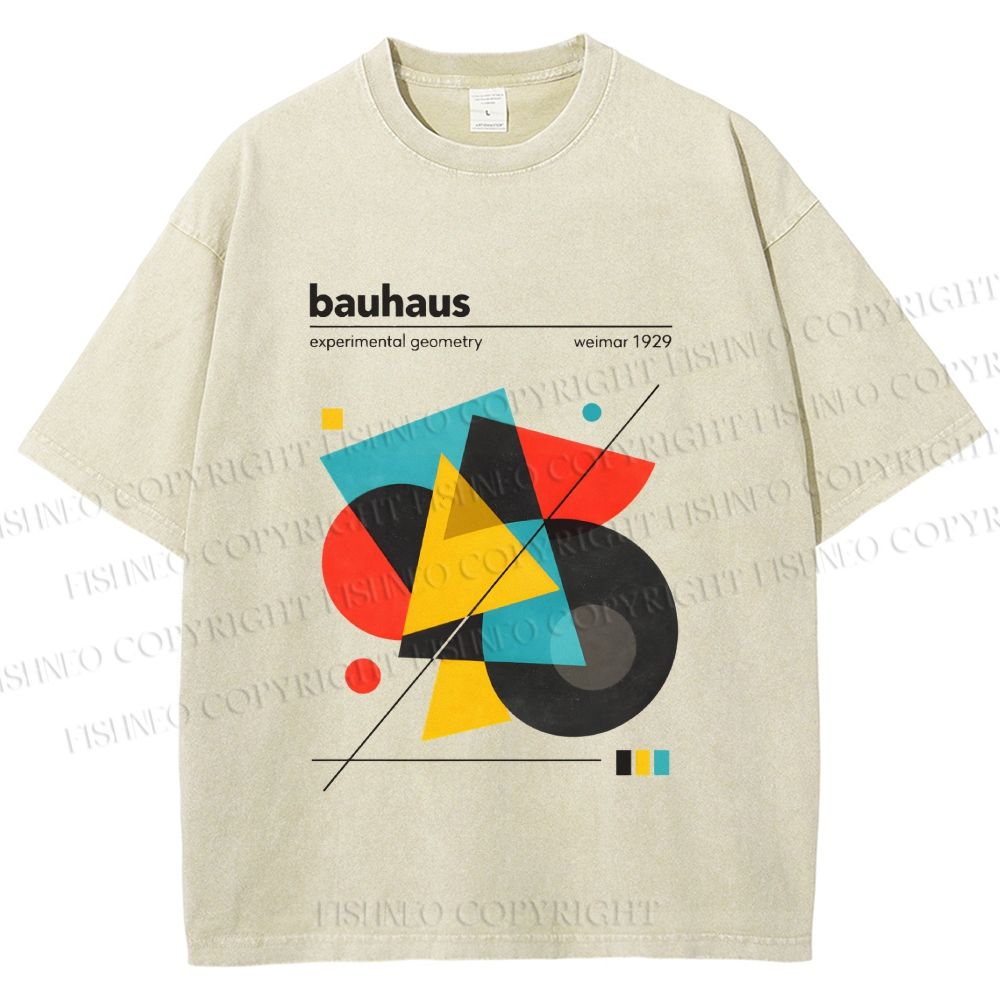 Unisex Bauhaus Design Printed Washed Tee