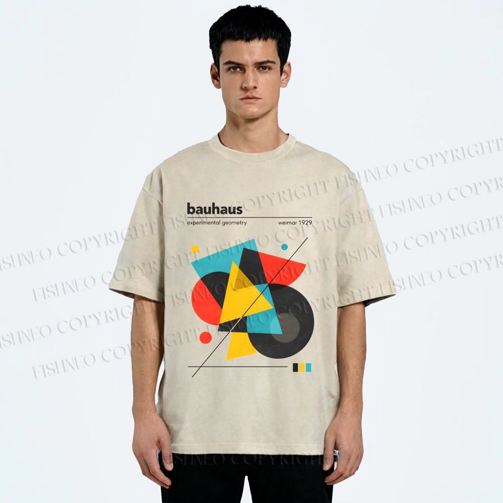 Unisex Bauhaus Design Printed Washed Tee