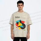 Unisex Bauhaus Design Printed Washed Tee