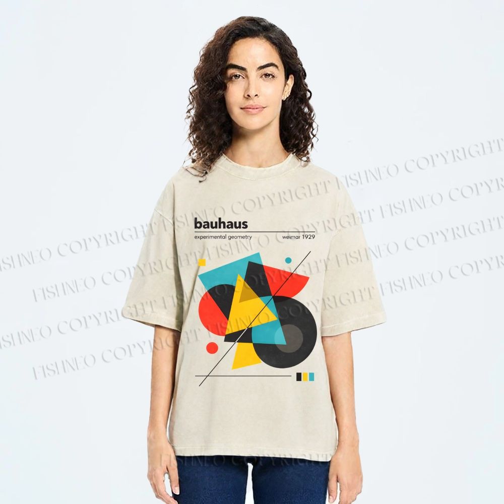 Unisex Bauhaus Design Printed Washed Tee