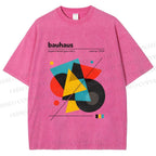 Unisex Bauhaus Design Printed Washed Tee