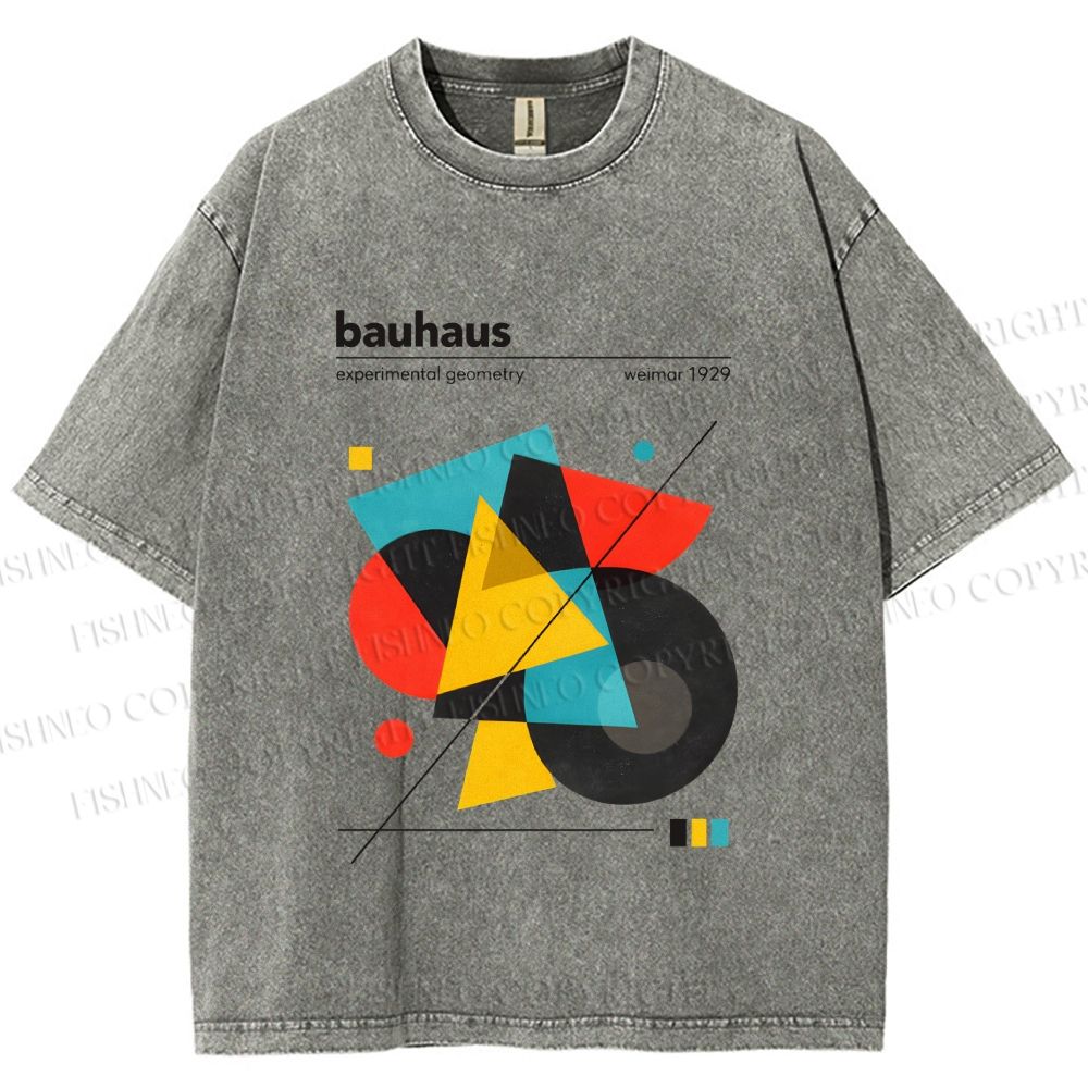 Unisex Bauhaus Design Printed Washed Tee