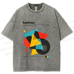 Unisex Bauhaus Design Printed Washed Tee