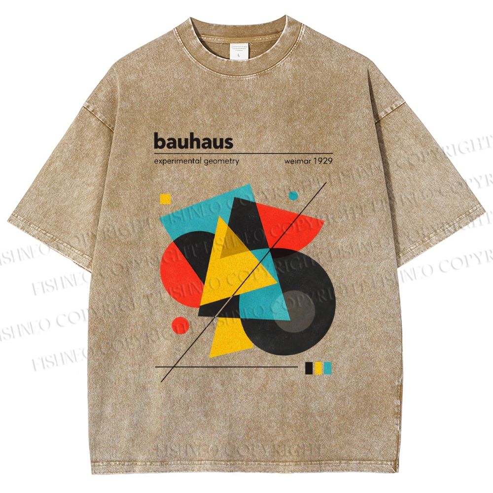 Unisex Bauhaus Design Printed Washed Tee