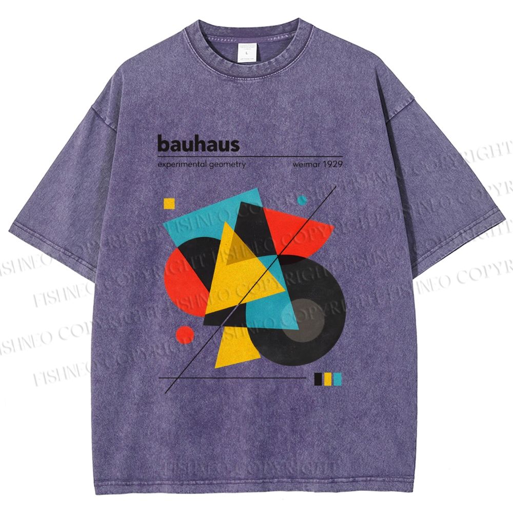 Unisex Bauhaus Design Printed Washed Tee