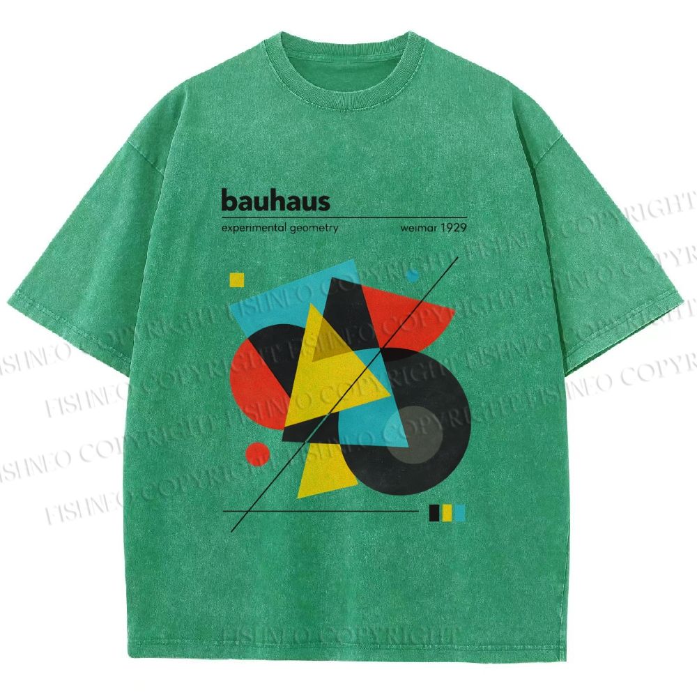 Unisex Bauhaus Design Printed Washed Tee
