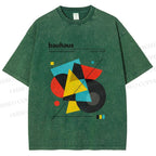 Unisex Bauhaus Design Printed Washed Tee