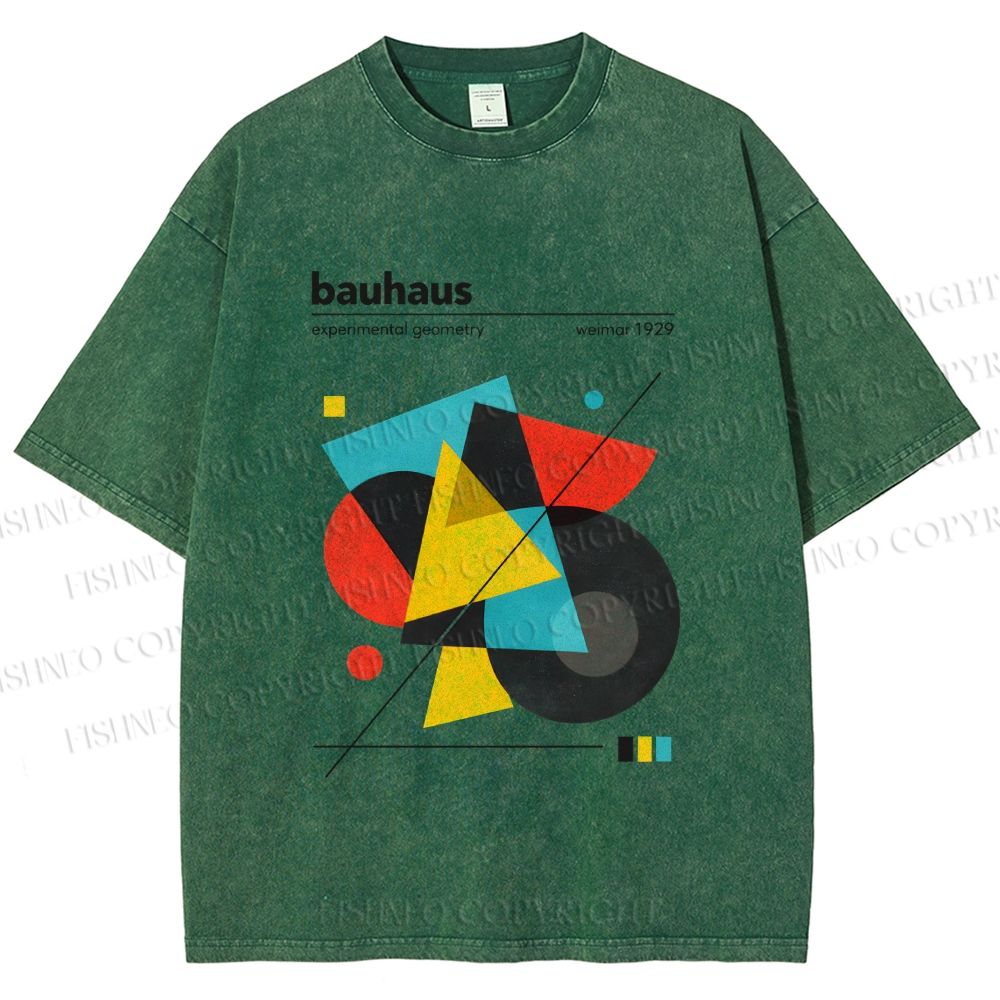 Unisex Bauhaus Design Printed Washed Tee
