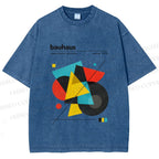 Unisex Bauhaus Design Printed Washed Tee