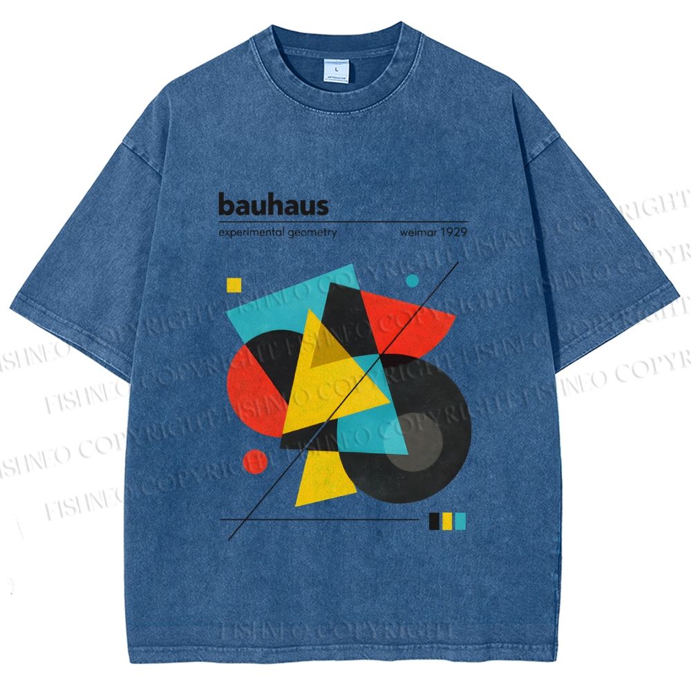 Unisex Bauhaus Design Printed Washed Tee