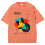 Unisex Bauhaus Design Printed Washed Tee