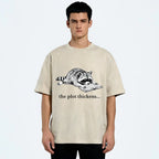 Unisex Bookish Raccoon Printed Washed Tee
