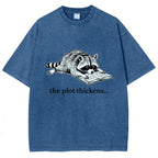Unisex Bookish Raccoon Printed Washed Tee