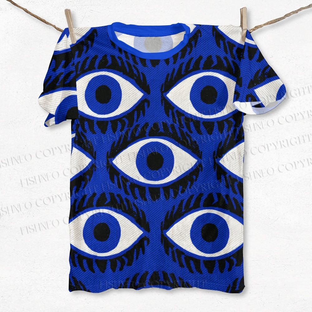 Unisex Giant Spooky Eyes in Blue Printed Classic T-shirt