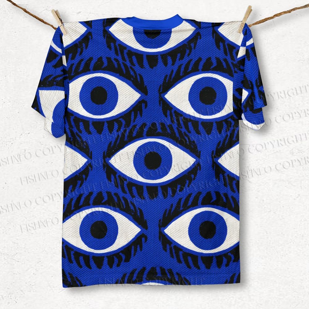 Unisex Giant Spooky Eyes in Blue Printed Classic T-shirt