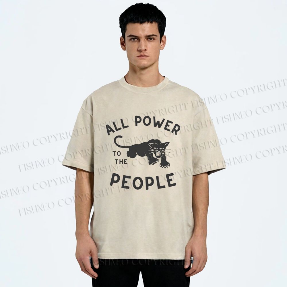 Unisex All Power To The People Printed Washed Tee