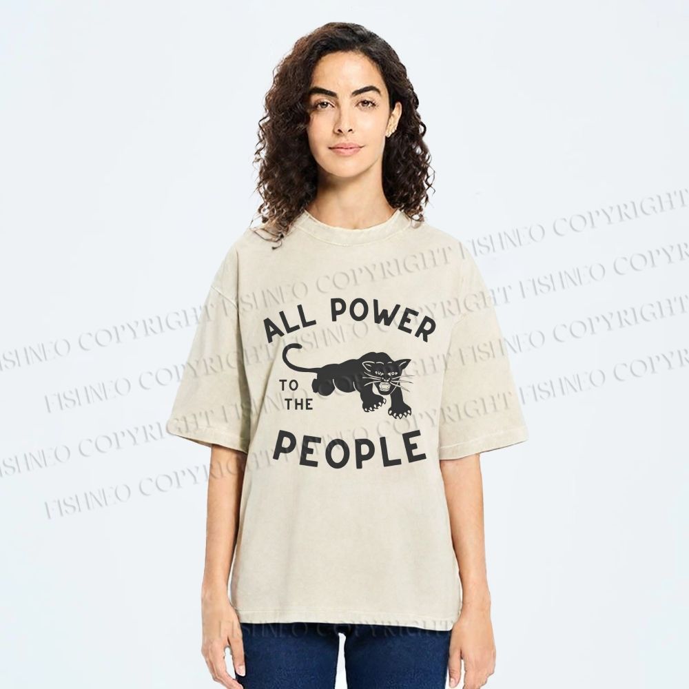 Unisex All Power To The People Printed Washed Tee