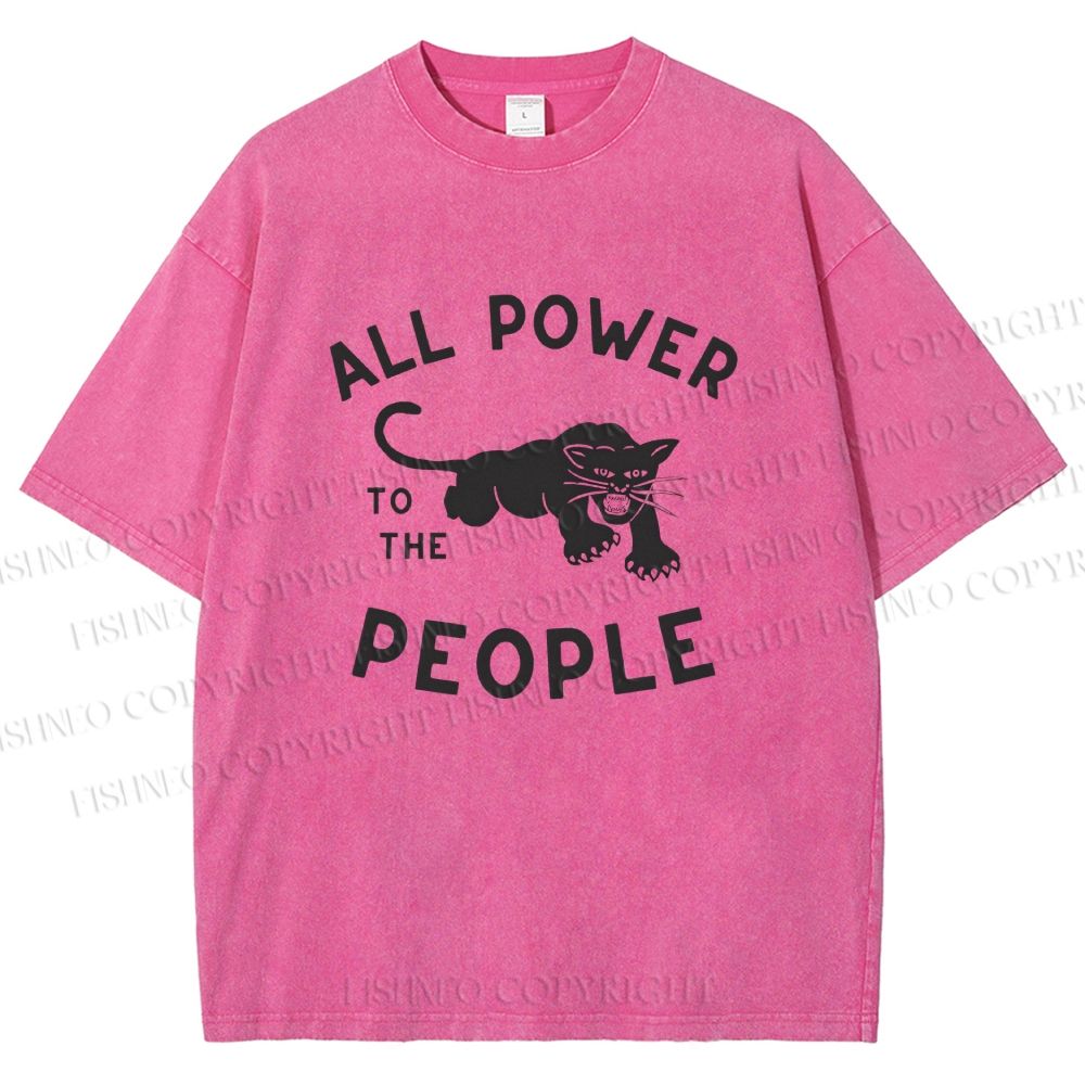 Unisex All Power To The People Printed Washed Tee