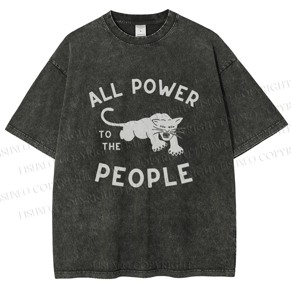 Unisex All Power To The People Printed Washed Tee