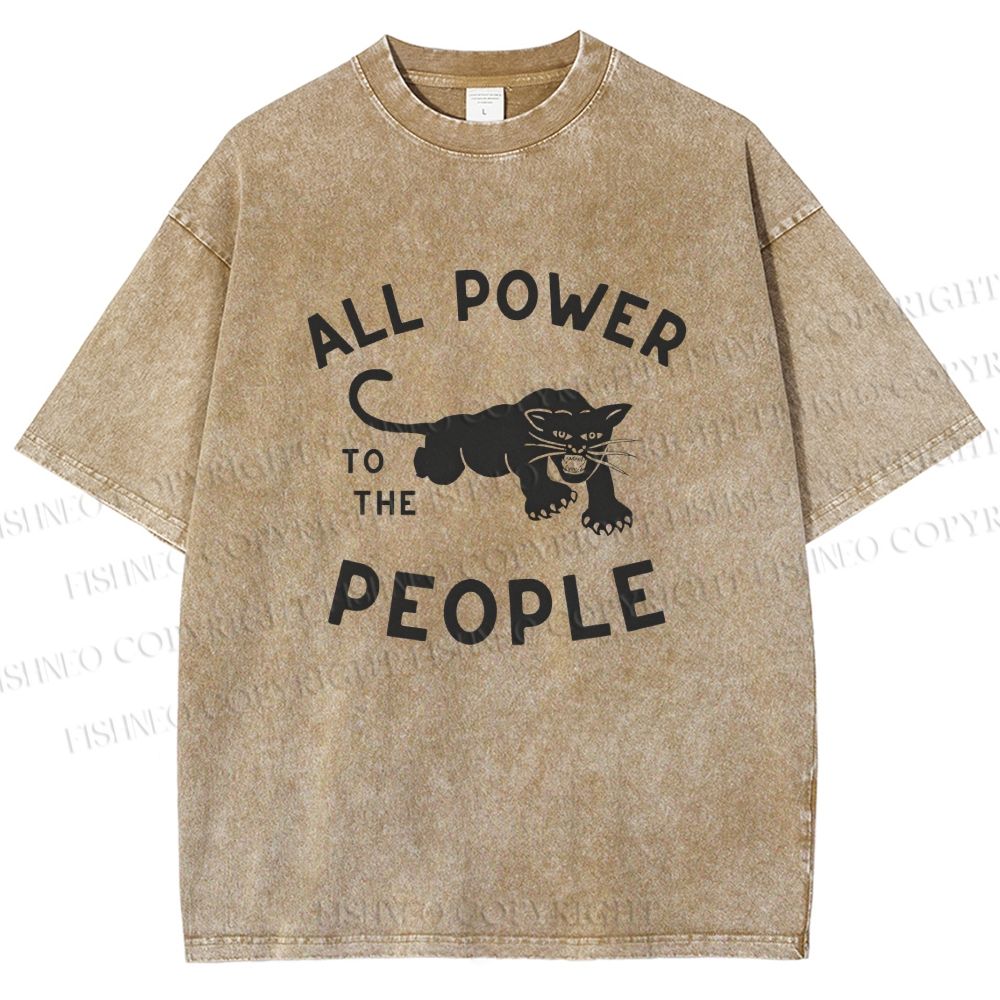 Unisex All Power To The People Printed Washed Tee