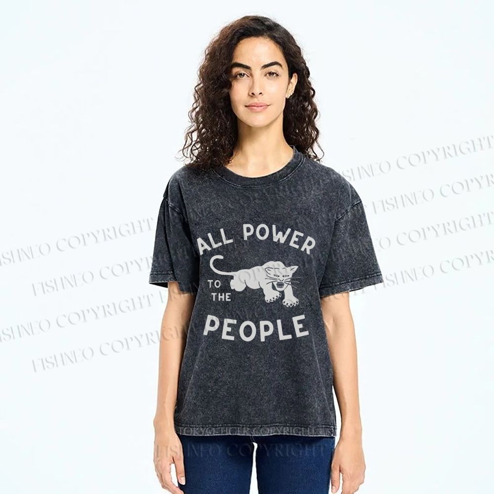 Unisex All Power To The People Printed Washed Tee