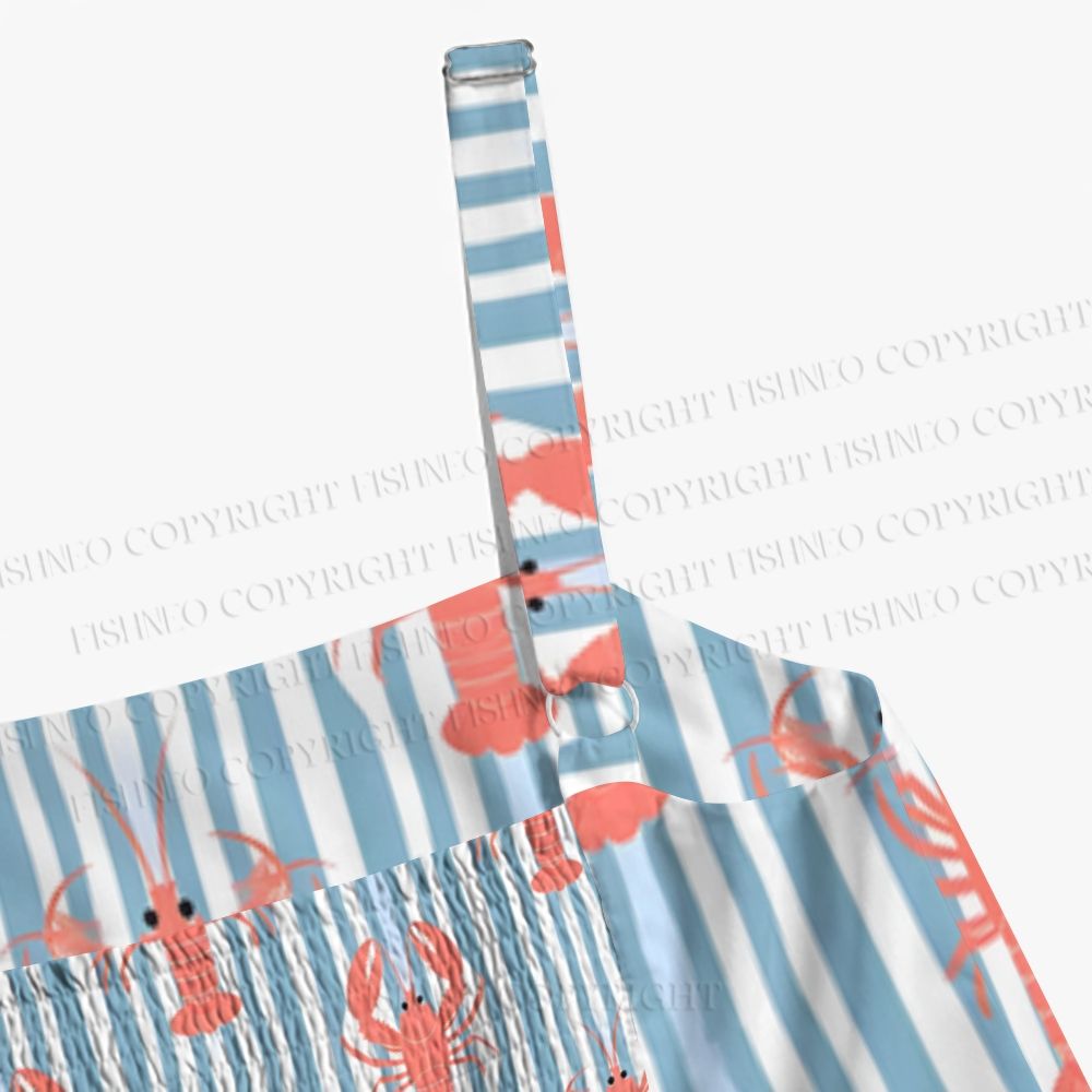 Striped And Red Lobster Printed Maxi Dresses