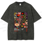 Unisex Yayoi Kusama Flower Printed Washed Tee