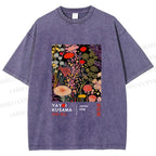 Unisex Yayoi Kusama Flower Printed Washed Tee