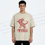 Unisex Tora Tiger Printed Washed Tee