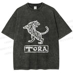 Unisex Tora Tiger Printed Washed Tee