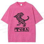 Unisex Tora Tiger Printed Washed Tee