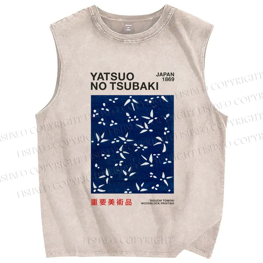 Unisex Yatsuo No Tsubaki Printed Washed Tank Top