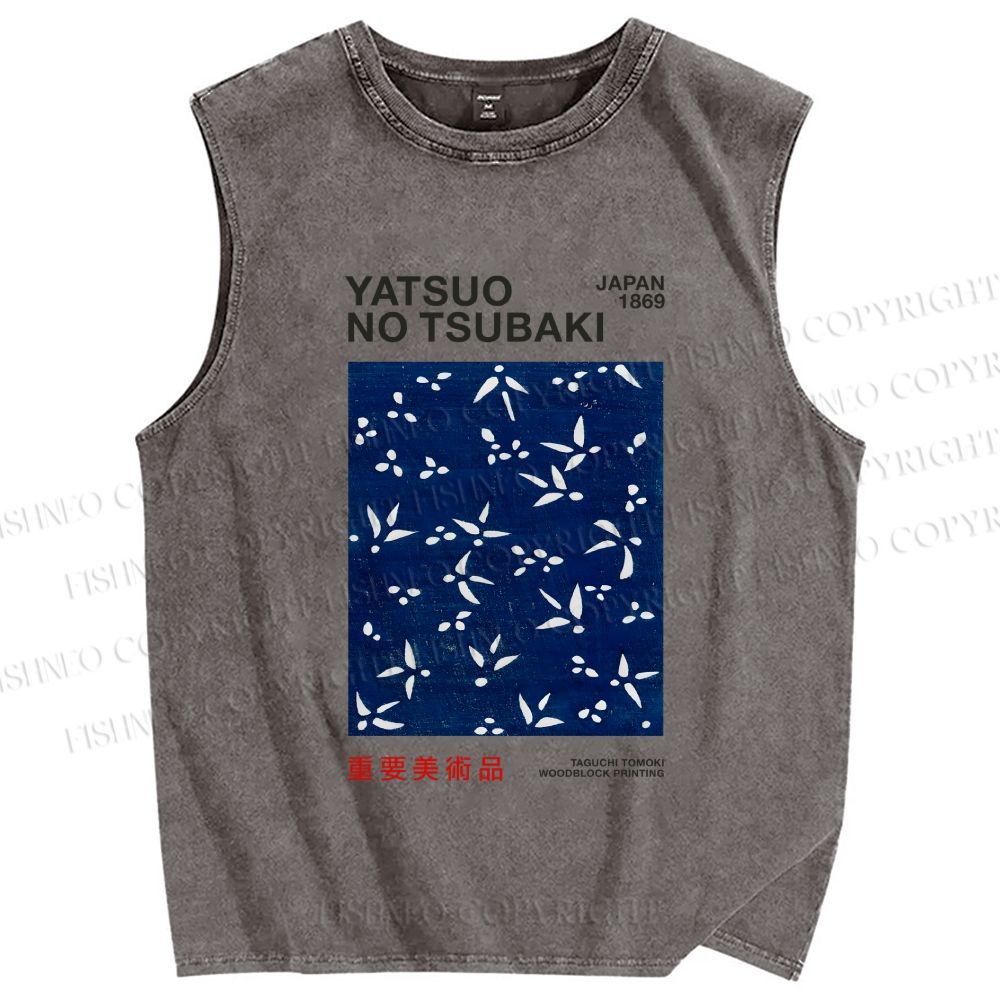 Unisex Yatsuo No Tsubaki Printed Washed Tank Top