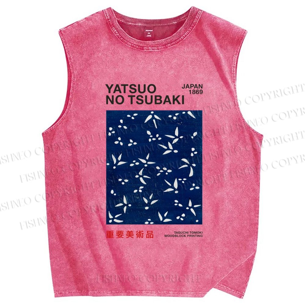 Unisex Yatsuo No Tsubaki Printed Washed Tank Top