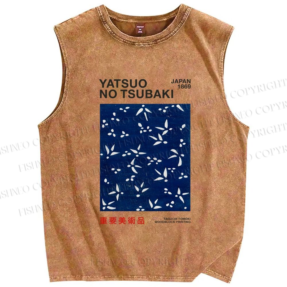 Unisex Yatsuo No Tsubaki Printed Washed Tank Top