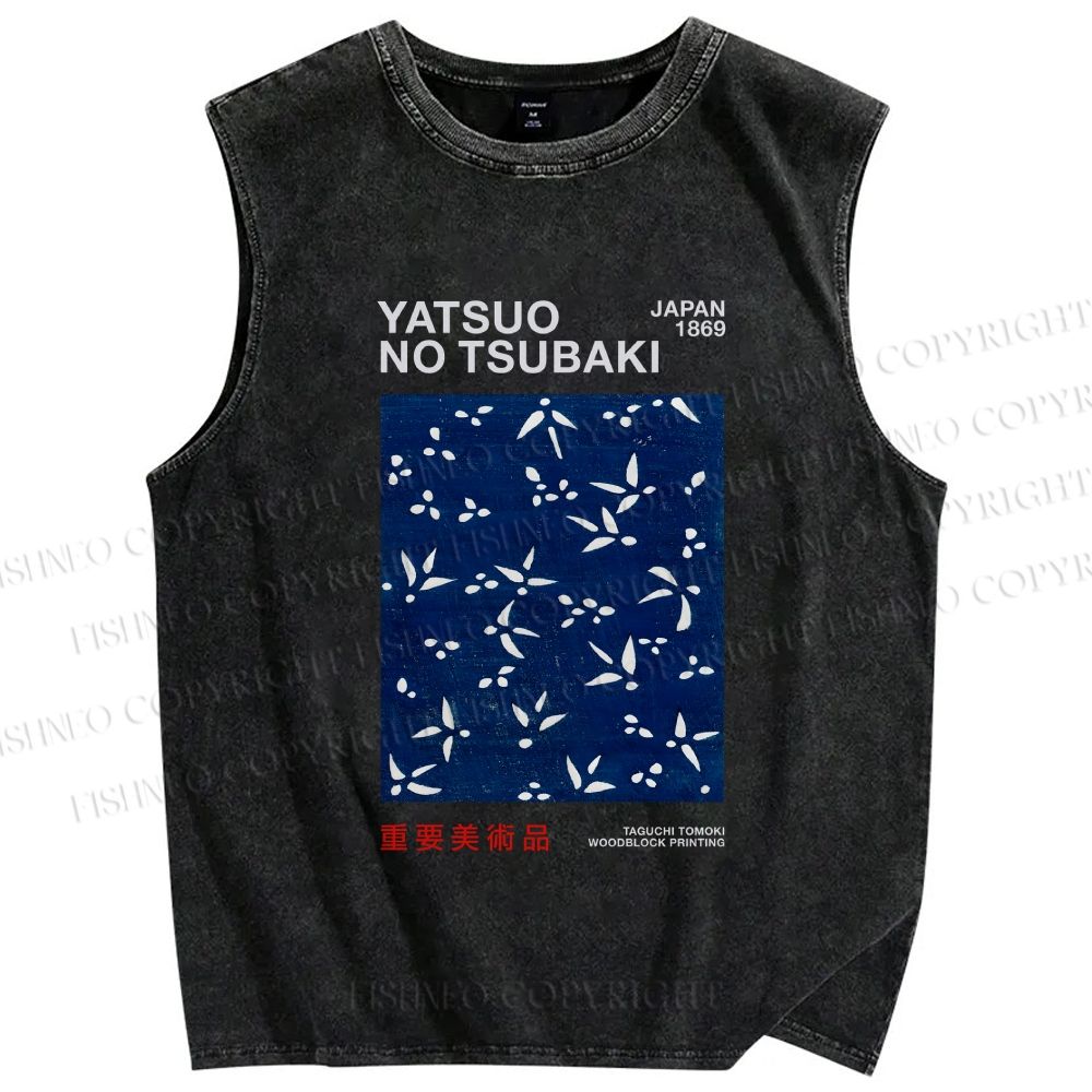 Unisex Yatsuo No Tsubaki Printed Washed Tank Top