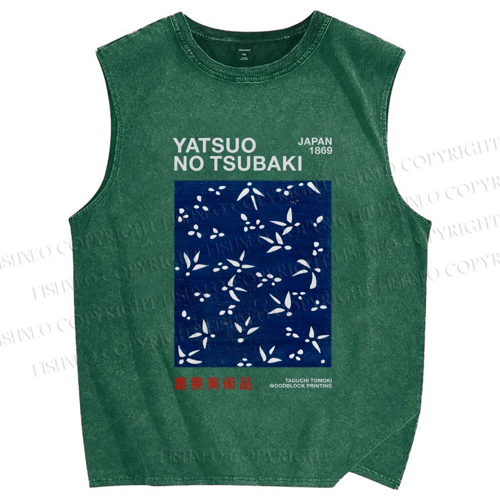 Unisex Yatsuo No Tsubaki Printed Washed Tank Top